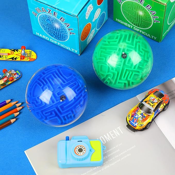 Sumind 4 Pcs 3D Puzzle Maze Ball Magic Brain Teasers Games Memory Sequential Gravity Maze Cube Ball Sphere Educational Puzzle Toys for Adult Hard Challenges(Blue, Green)