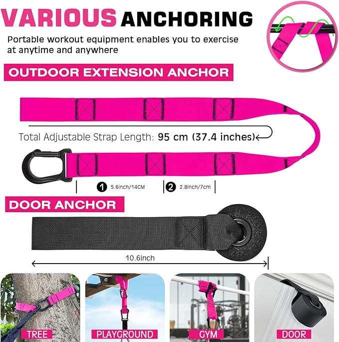 Home Resistance Training Kit, Suspension Trainer Straps with Adjustable Extension, Door Anchor, and Carry Bag – Strength Training Equipment for Full Body Bodyweight Workouts at Home or Outdoors