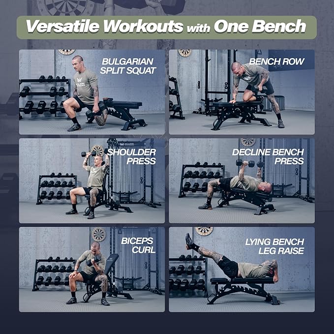 MAJOR FITNESS Weight Bench, Adjustable Workout Bench for Strength Training, Bench Press, and Full-Body Workouts for Home Garage Gym