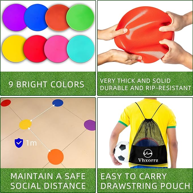 Spot Markers 18 Pcs 9 Inch 10 Inch Non Slip Rubber Agility Markers for Football, Basketball Training Markers,School Activities, Exercise Drills