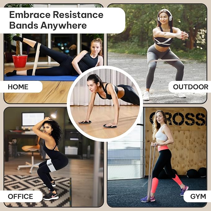 Exercise & Toning Kit. Resistance Bands, Booty Bands, Core Sliders Set for Men and Women, for Home Fitness, Gym, Yoga, Squat, Glute, Legs, Butt and core Building. Portable and Convenient.