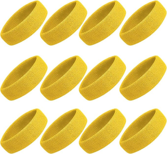 Sweatbands Sport Headbands for Men & Women, 12 Pcs Sweat Head Bands Moisture Wicking Sport Headband Cotton Sweatbands for Basketball, Athletic Exercise, Running