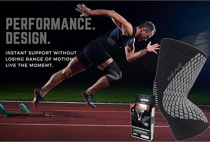 Physix Gear Knee Compression Sleeve for Men & Women - Best Compression Knee Brace for Walking, Running, Gym, Basketball, Weightlifting,Workout, Sports - Knee sleeves Support Compression & Stability