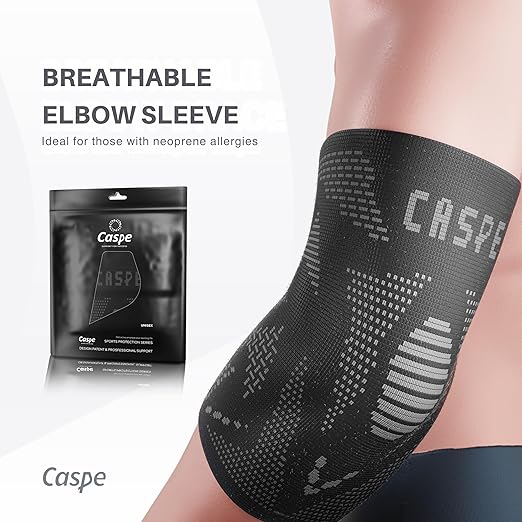 Caspe 2 Pack Elbow Compression Sleeve for Men & Women – Tennis Elbow Brace, Arm Support & Pain Relief for Tendonitis, Bursitis, Weightlifting, Golf & Sports – Breathable, Non-Slip (Black, X-Large)