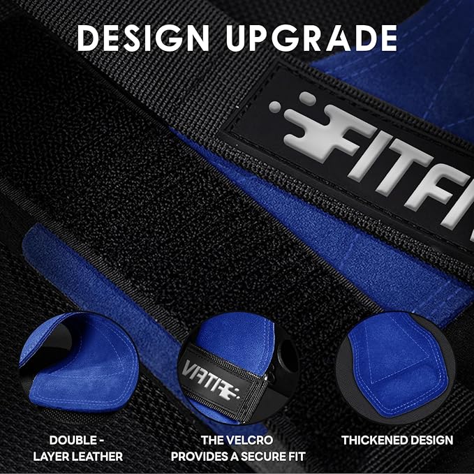 Weight Lifting Wrist Strap, Double Leather Weightlifting Wrist Straps for Gym Strength Training, Neoprene Padded Wrist Wraps - for Men & Women (Pair)