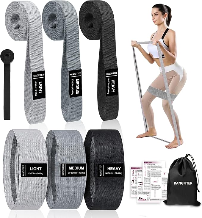 Long and Short Fabric Resistance Bands with Door Anchor 7 PCS, Non-Slip Stretch Booty Bands for Working Out Women & Men, Loop Exercise Elastic Bands for Home Physical Therapy Yoga Pilates