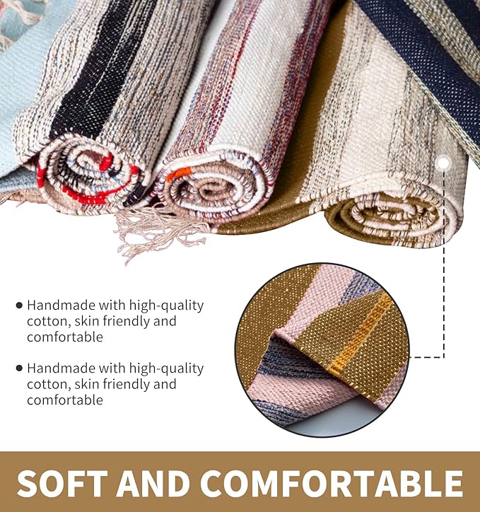 Cifupy Handmade Organic Yoga Mat made with Organic Cotton Yoga Mat - Non Slip Hand-Woven Foldable Yoga Rug Provides Excellent Comfort, Traction & Support for Indoor & Outdoor Use - 24 x 72 Inches