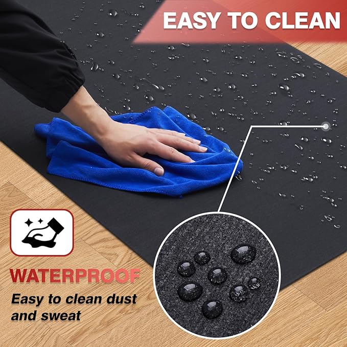 Treadmill Mat for Home Gym - High Density Treadmill Walking Pad Exercise Bike Equipment Mat, Suitable for Floor Carpet, 51.4" x 24", 4 mm Thick, Black