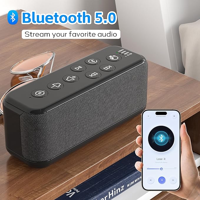 Rechargeable White Noise Machine with 3000mAh Battery - Bluetooth Sleep Sound Machines with Lullabies & Fan Sounds, Auto-Off Timer, Perfect for Office Privacy, Noise Canceling & Sleep Improvement