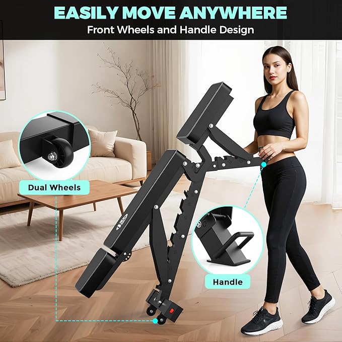 Weight Capacity and Strength Training Bench, Fitness Weight Bench for Garage and Home Gym Workouts