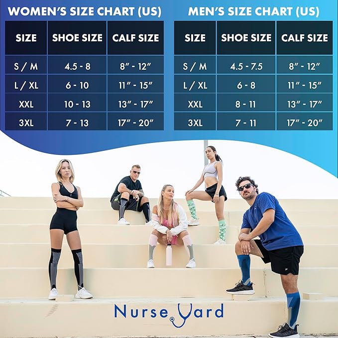 Compression Socks for Nurses - Women & Men - 20-30mmHg Graduated Compression, Zero-Toe Compression, For Medical Staff, Nursing, Athletic Support Such As Running, Cycling, Hiking - 1 Pair