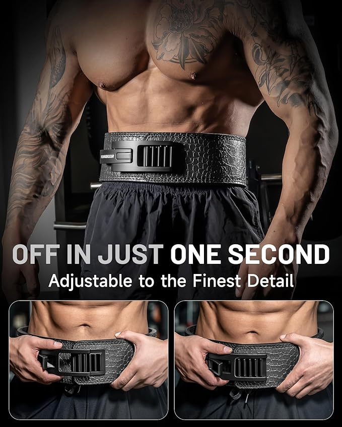 MANUEKLEAR Lifting Belt Lever for Men Women, 10mm Quick Locking Lever Belt Weightlifting with Adjustable Buckle, Lever Weight Lifting Belt for Powerlifting & Deadlifts