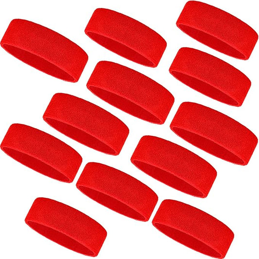 Bememo 12 Pcs Sweatbands Sport Headbands for Men & Women Basketball Headband Sport Competitions Sweat Headbands Running Terry Cloth Moisture Wicking for Yoga,Tennis,Gym,Exercise