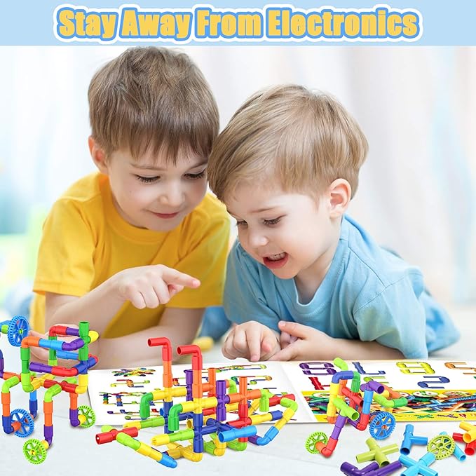 EP EXERCISE N PLAY 250PCS STEM Pipe Tube Learning Toy for Toddlers Kids | Stem Bins for Classroom Preschool | Interactive Educational Autistic Toy Constructions Kit Ideal for Birthday Gift