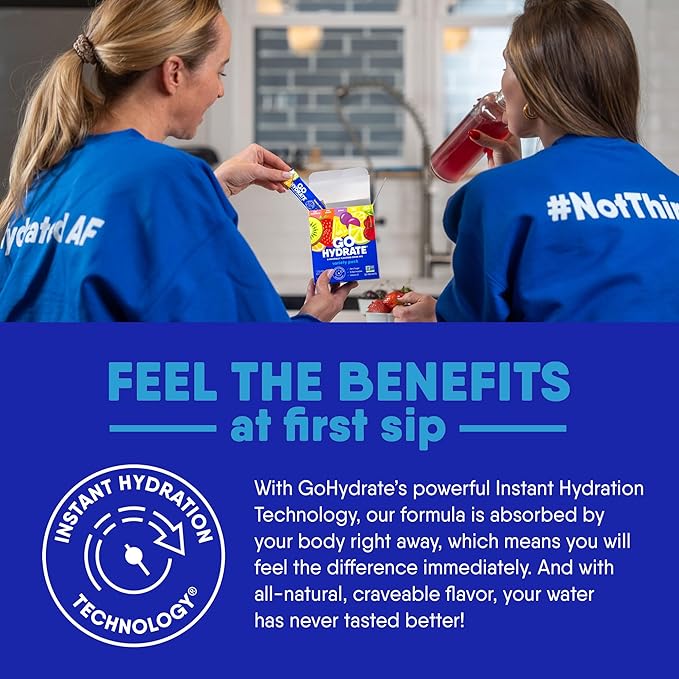 GoHydrate Instant Hydration Powder Packets - Low Sodium Electrolytes Drink Mix - Natural Hydration Support, Sugar Free Electrolyte Flavored Powder Drink with Vitamin D, 30 Packs, Lemonade