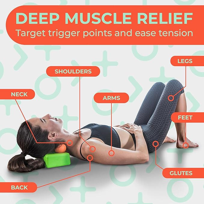 Sport Yoga Deep Tissue Massage Ball Set, Lacrosse Ball Size – Extra Firm Myofascial Release Balls for Feet, Back, Neck, Legs & Arms – Trigger Point & Mobility Therapy (2-Pack)