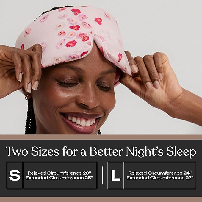 Lunya Washable Silk Sleeping Mask – Thermoregulating Mulberry Silk, Light Blocking and Comfortable Fit – Sleep Mask for Women and Men with Box – California Poppy – Large