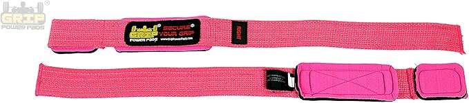 Heavy Duty Lifting Straps Neoprene Padded 1 Pair Wrist Wraps & Rubbery Grip Support Straps with Cotton Coated Rubber on One Side