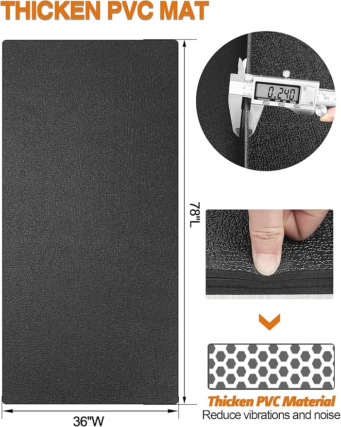 Treadmill Mat, 5'x2.5'/5.6'x2'/6.5'x3'/8'x3',6mm Thickness Exercise Equipment Mat for Carpet Hardwood Floors, Compatible with Walking Pad,Spin Bike,Elliptical Trainer,Rowing Machine