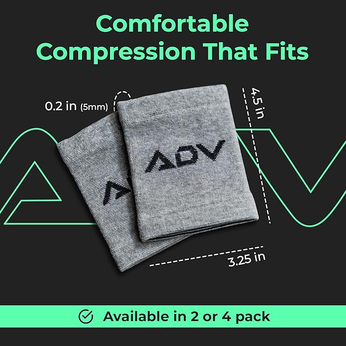 ADV Tennis Wristbands with New Age Polyester Cotton Blend - Ultra Absorbent Wrist Sweatbands - Doublewide & Slim Wrist Bands for Sweat - 4 Pack or 2 Pack