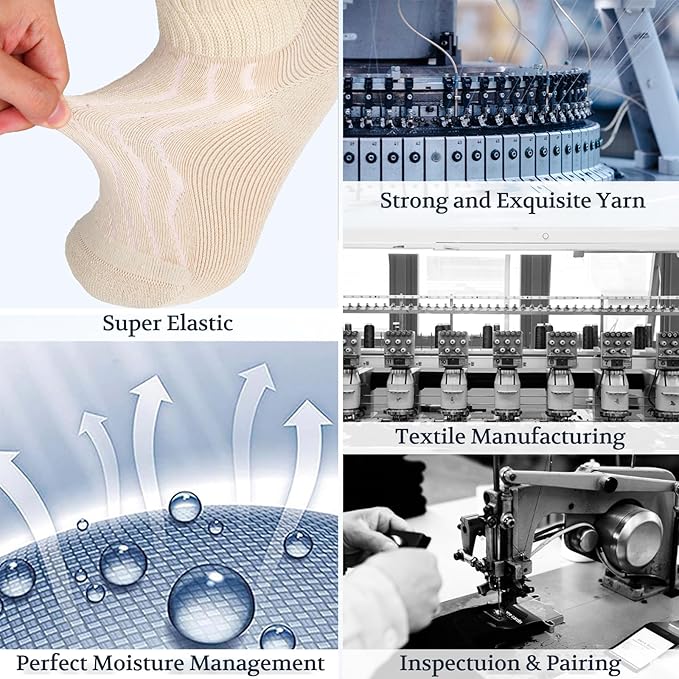 +MD Diabetic Socks for Men Women 6 Pairs,Non-Binding Top Extra Wide Ankle/Crew Socks, for Edema Circulator 9-11 10-13 13-15