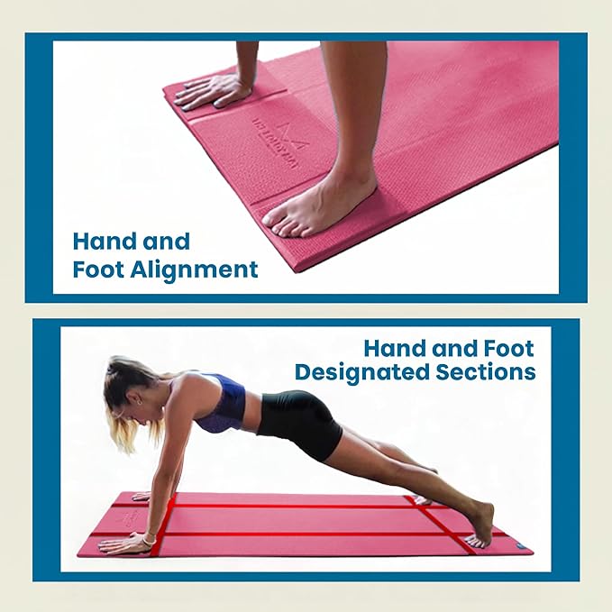 Foldable Yoga Mat Thick, in 6 Combinations; Greater Support and Protection for Joints, Body Alignment System, and Sections for Hands and Feet. Non-slip texture and water-resistant