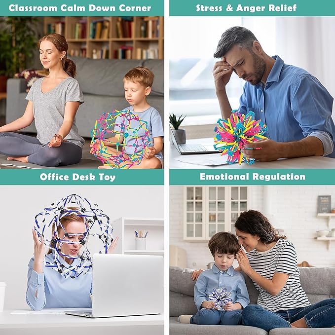 2PCS Expandable BreathingColorful Inflatable Ball Expandable Magic Ball - Stress Reliever Fidget Toys - Breathing Magic Collapsible Ball Toys for Kids & Adults Stress Needs - for Yoga,ADHD (2PCS)