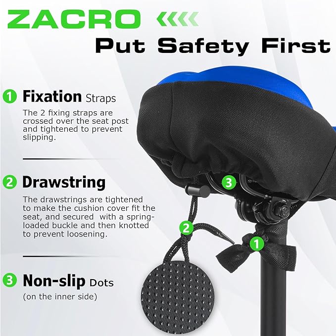 Zacro Bike Seat Cushion - Gel Padded Bike Seat Cover for Men Women Comfort, Extra Soft Exercise Bicycle Seat Compatible with Peloton, Outdoor & Indoor Bike Saddles