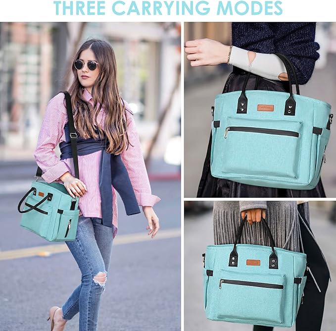 Insulated Lunch Bag for Women Men,Adult Lunch Box for Women with Adjustable Shoulder Strap,Portable Large Lunch Tote Bag for Office Work Picnic Beach,Reusable Lunch Cooler Bag