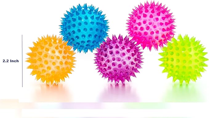 Squishy Stress Relief Sensory Toys Fidget Spiky Ball 5 - Pcs Set – Eco-Friendly Squeezy Antistress Toy Balls for Men, Women, Adults, Teens & Children –Ideal for People with OCD, ADHD, ADD & Autism