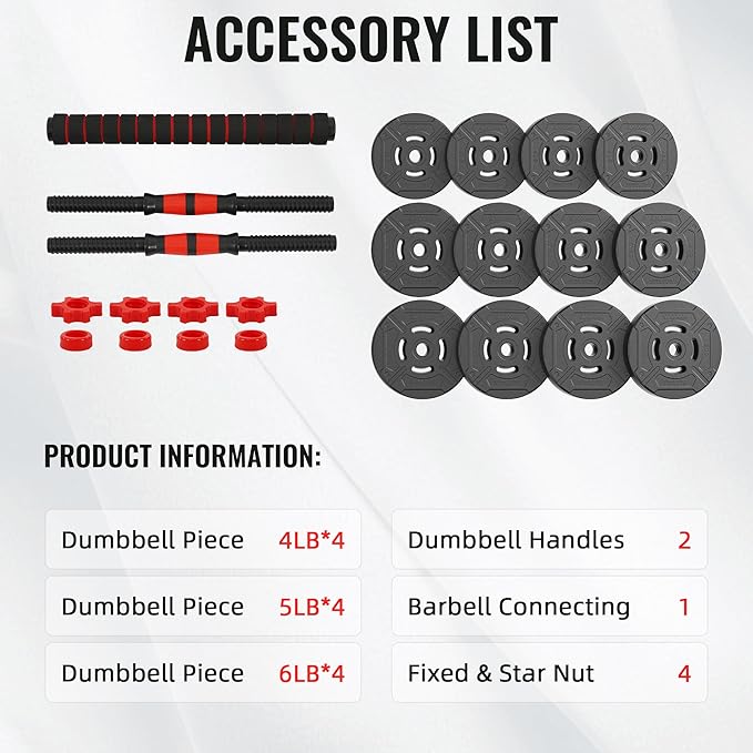 Multi-Functional Portable Changeable Dumbbell and Barbell Kettlebell Set with Adjustable Weights, 40LBS or 60LBS Sets, 2-in-1 or 4-in1, Multiple Styles