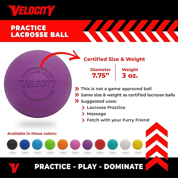 Velocity Lacrosse Balls - 1, 2, 3, 6, 12, 18, 24, 36, 60 and 120 Packs - for Practice, Official NFHS and College Approved Size