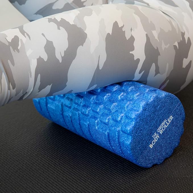 High Density Foam Roller Massager for Deep Tissue Massage of The Back and Leg Muscles - Self Myofascial Release of Painful Trigger Point Muscle Adhesions - 13" Blue
