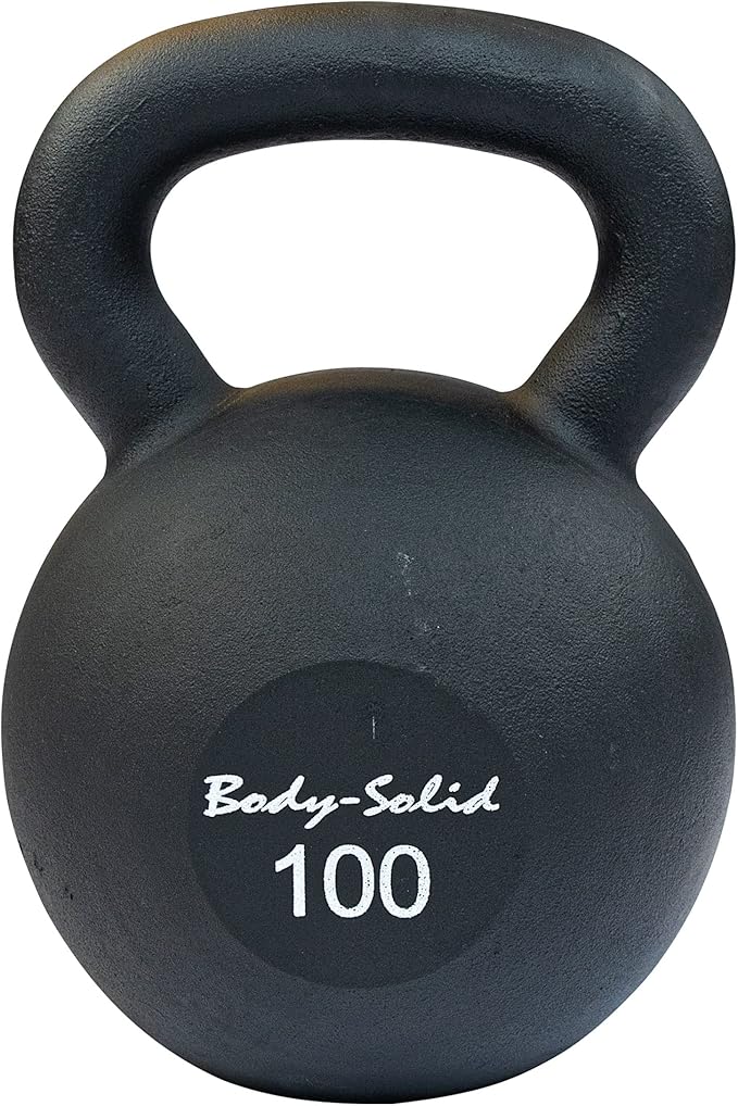 Body-Solid Matte Black Powder Coat Kettlebell with Kettle Grip Handle, Perfect Kettlebells for Weight Training and Core Workout Exercise Equipment