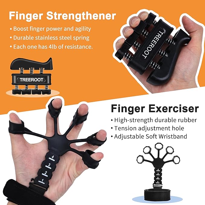 10PCS Grip Strength Trainer Kits, Hand Gripper Strengthener, Forearm Strengthener, Forearm Exerciser, Finger Grip Strengthener, Wrist Strengthener, Stress Relief Ball, Grip Ring, for Muscle Building, Hand Exercisers for Therapy