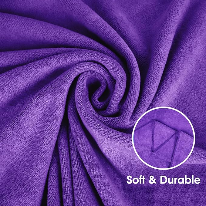 JML Microfiber Bath Towels, 2 Pack Extra Large Bathroom Towel 30" x 60", Oversized, Ultra Soft, Super Absorbent and Fast Drying, No Fading for Hair, Yoga, Gym, Violet