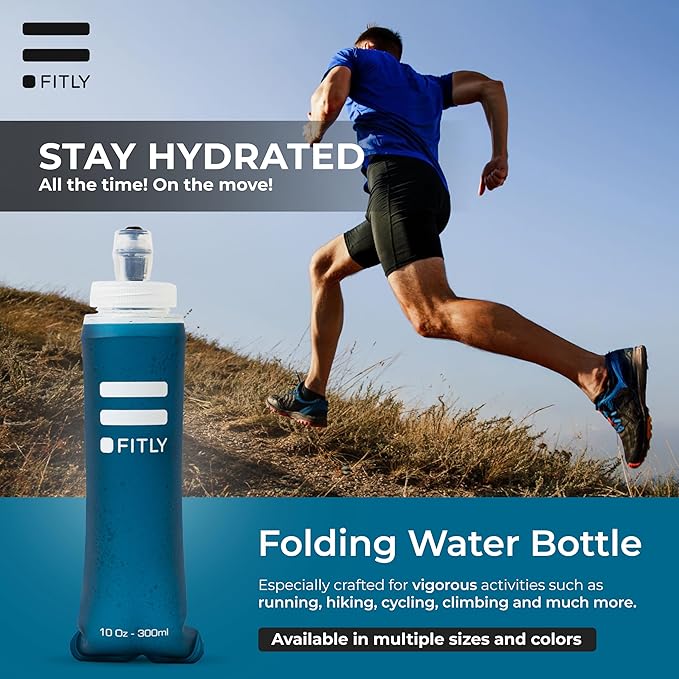 Soft Flask - Shrink As You Drink Soft Water Bottle for Hydration Pack - Folding Water Bottle Ideal for Running, Hiking, Cycling, Climbing & Rigorous Activity