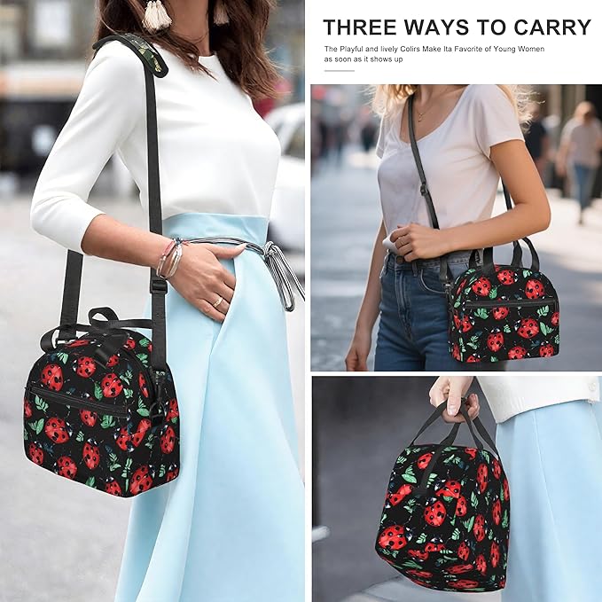 Animal Reusable Insulated Lunch Box Waterproof Lunch Bag with Detachable and Adjustable Shoulder Strap for Office Picnic or Travel