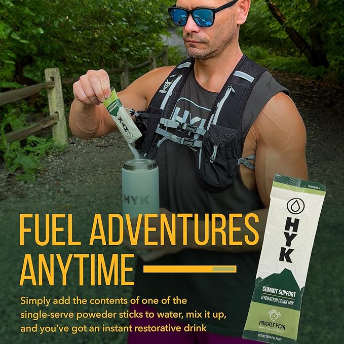 HYK Electrolyte Drink Mix | Endurance Fuel for Runners, Ultra & Trail Athletes | Energy, Focus, Hydration + Recovery All-in-One Easy Open Stick Pack | Prickly Pear Flavor, 30 Count