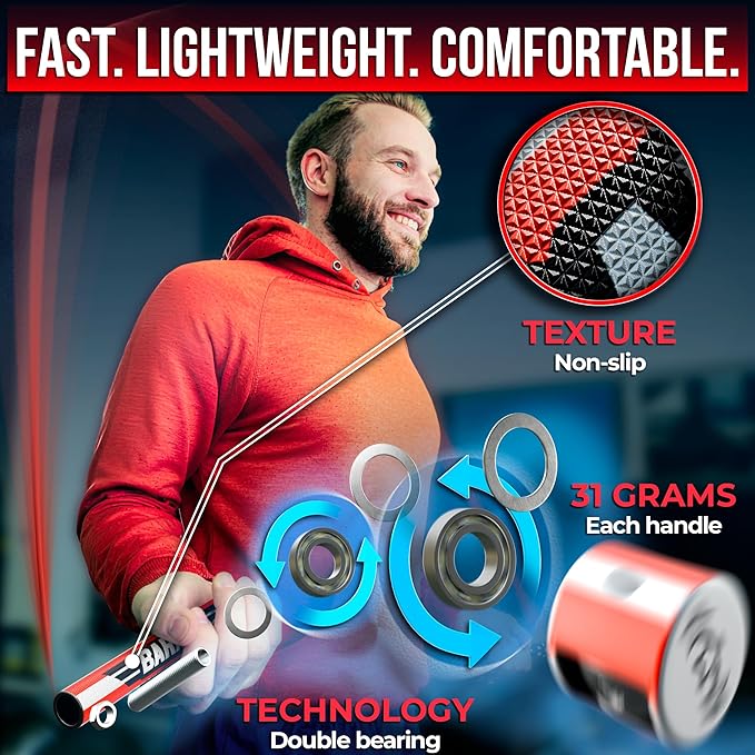 BARACUS Jump rope for women, men, kids | gym accessories for women | at home workout equipment | pesas para ejercicios en casa β Professional Speed Rope with Knurled Aluminum Handles & Hard Case