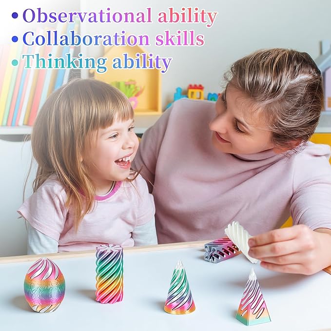 5 Pack Impossible Cone, Spiral Cone Passthrough Sculpture 3D Printed Fidget Toys, 3D Printed Pyramid Fidget Toys for Kids Adults - Stress Relief Desk Toy, Impossible Spiral Decoration for Desk (5)