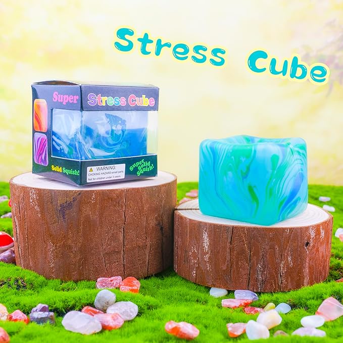 Fidget Toys Squishy Stress Cube, Stress Balls for Kids Adults Squishies Stress Relief, Ice Squishy Cube Sugar Balls, High Density Squeeze Balls for Students Calming
