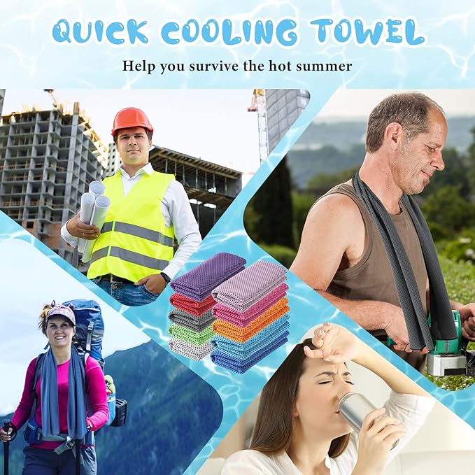 20 Pcs Cooling 47 x 12'' Soft Ice Towel Neck Face Microfiber Gym Cold Workout Towels for Sweat Breathable Chilly for Men Women Sport Yoga Golf Running Fitness Activities Hot Weather