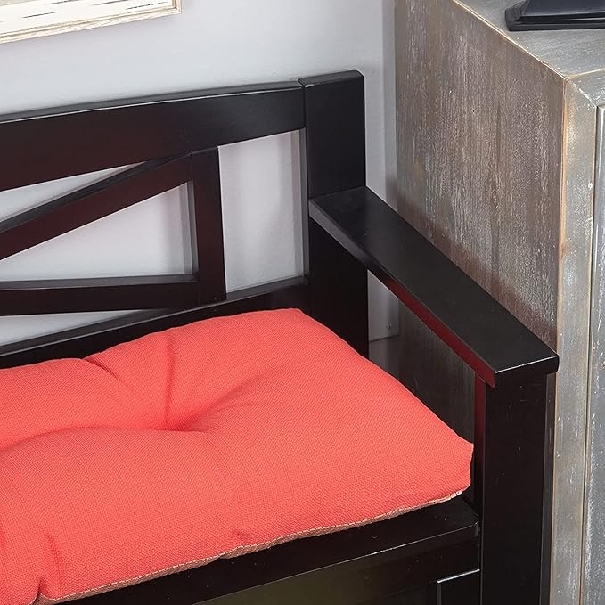 Klear Vu The Gripper Omega Non-Slip Tufted Bench Cushion for Indoor Furniture, Entryway Storage, Bay Window, Corner Nook or Piano Seat, 27 Inches, 16 Coral