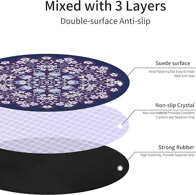 Round Meditation Pilates Yoga Mat Luxury Suede Large Yoga Mat Natural Rubber Non-Slip Base is ery Suitable for Meditation, Stretching, Yoga Environmental Protection, Fitness Exercise, Home and Outdoor. 140CM Diameter