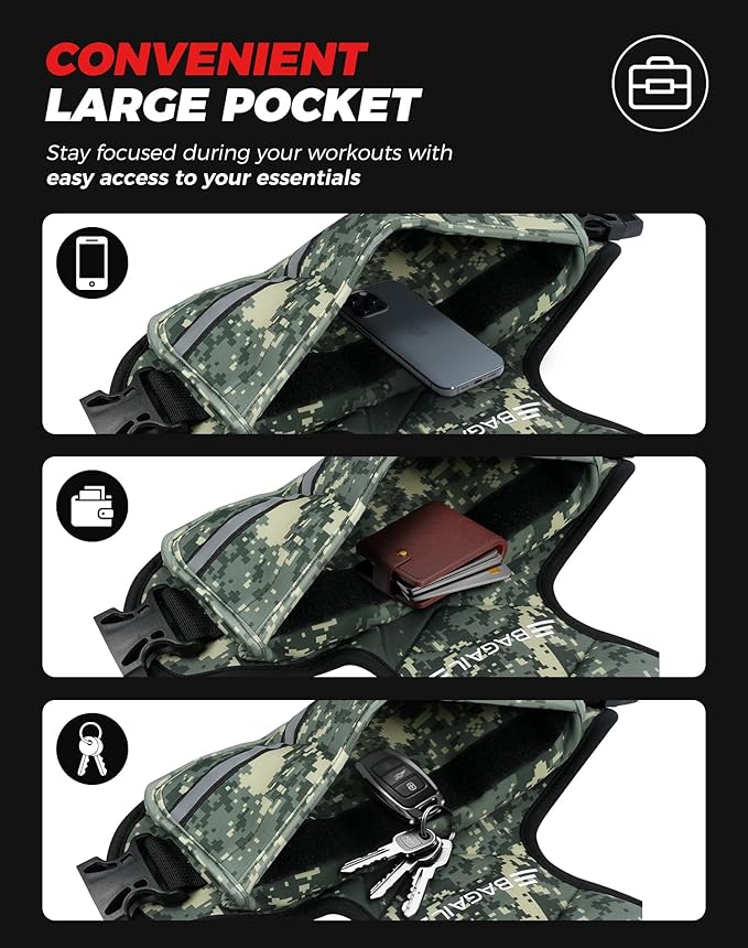 BAGAIL Adjustable Weighted Vest, 4-10lb/12-18lb/20-32lb Rucking Vest for Women & Men with 6 Weights & Large Pocket, Weight Vest for Home Workouts, Running, Walking and Strength Training