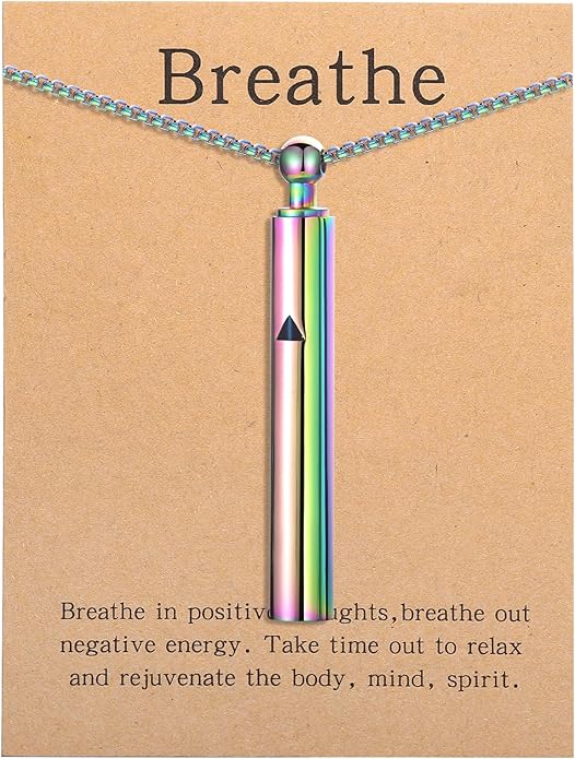 Anxiety Breathe Easy Necklace Mindfulness Breathing Necklace Breathlace Stainless Steel Pendant for Natural Calm & Stress Relief