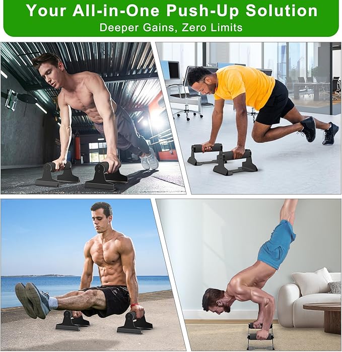 SELEWARE Wood Push Up Bars, Heavy-Duty Steel Pushup Stands, Floor Workouts Push Up Handles, Non-Slip Lion Design Base Parallettes Bars for Calisthenics, Handstand & Strength Training, Supports 600lbs