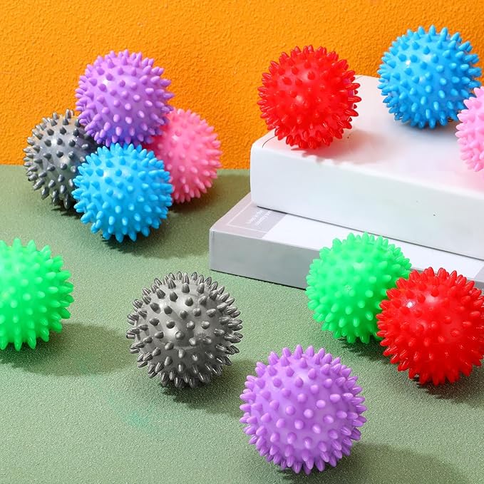 Liliful 12 Pcs Spiky Massage Ball, Hard Foot Ball Roller Massager Firm Foot Arch Trainer for Deep Tissue, Plantar Fasciitis, Feet, Back, Hands, Muscles Soreness, Exercise, 3 Inch (6 Colors)
