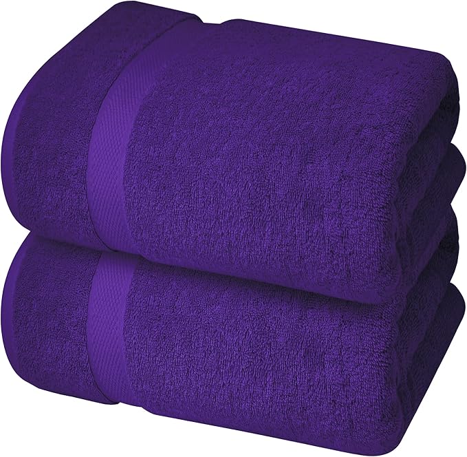 Infinitee Xclusives– Luxury Bath Sheets Towels – 2 Pack 600 GSM (35X70 Inches)– 100% Ring Spun Cotton Large Bath Towels for Bathroom (Profound Purple, Bath Sheet Pack of 2)